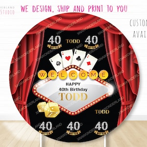 custom round casino backdrop, casino party banner, gamble poker party, vegas Birthday Backdrop, vegas gamble party, vegas party decor sign