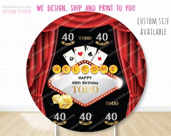 custom round casino backdrop, casino party banner, gamble poker party, vegas Birthday Backdrop, vegas gamble party, vegas party decor sign