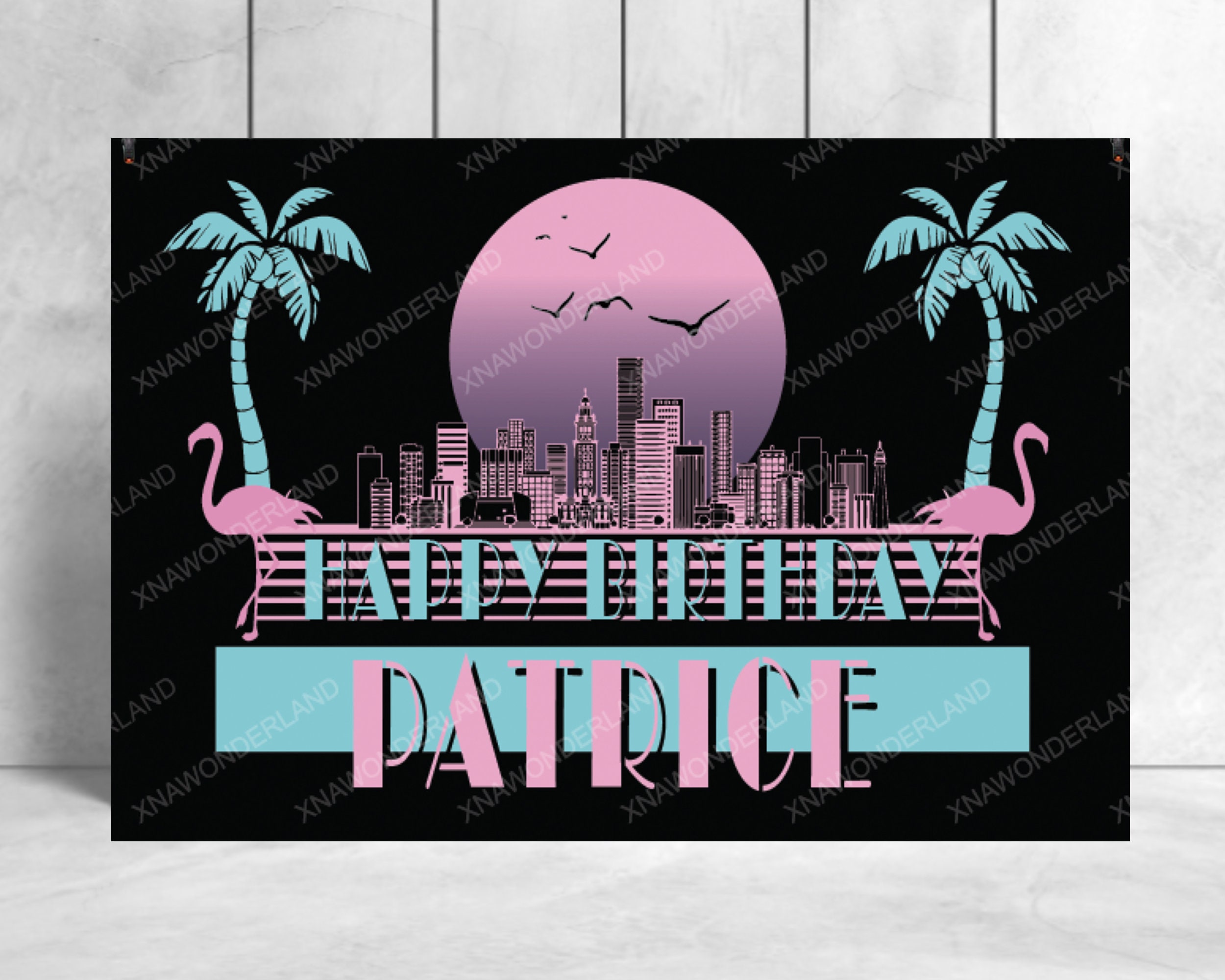 Miami vice Backdrop banner, custom Miami vice, 80s party backdrop 