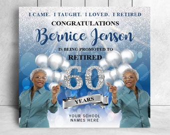 custom backdrop, teacher retirement party backdrop, retirement backdrop, retirement banner, retirement photo sign, personalized teacher sign