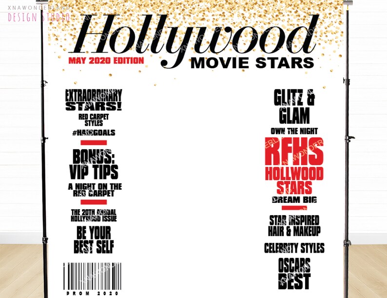 Może przedstawiać: Biało-czarna okładka magazynu z tytułem "Hollywood Movie Stars" i tekstem "May 2020 Edition". Okładka zawiera czerwony tekst ze słowami "Extraordinary Stars!" i "Bonus: VIP Tips".