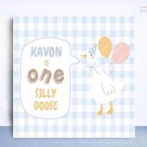 One silly goose birthday backdrop, boy first birthday silly goose, Personalized Banner 1st Birthday , custom silly goose party decor sign