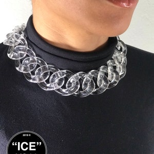 Clear XL Curb Link Choker. Acrylic glass Chain. Necklace.