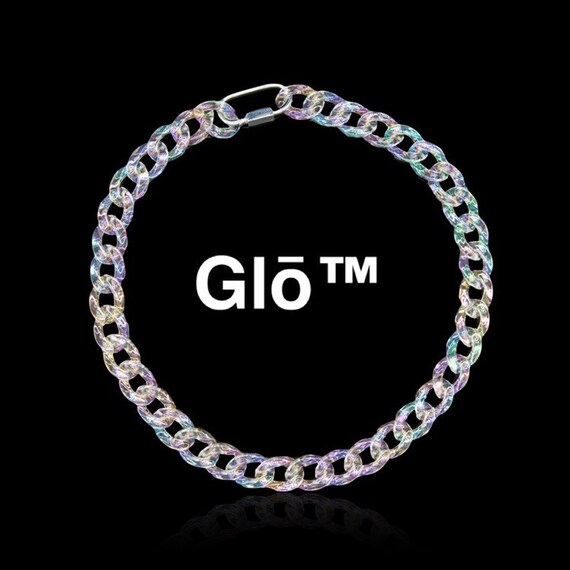 Clear Opal Medium Cuban Link Choker Acrylic Glass Chain. Necklace
