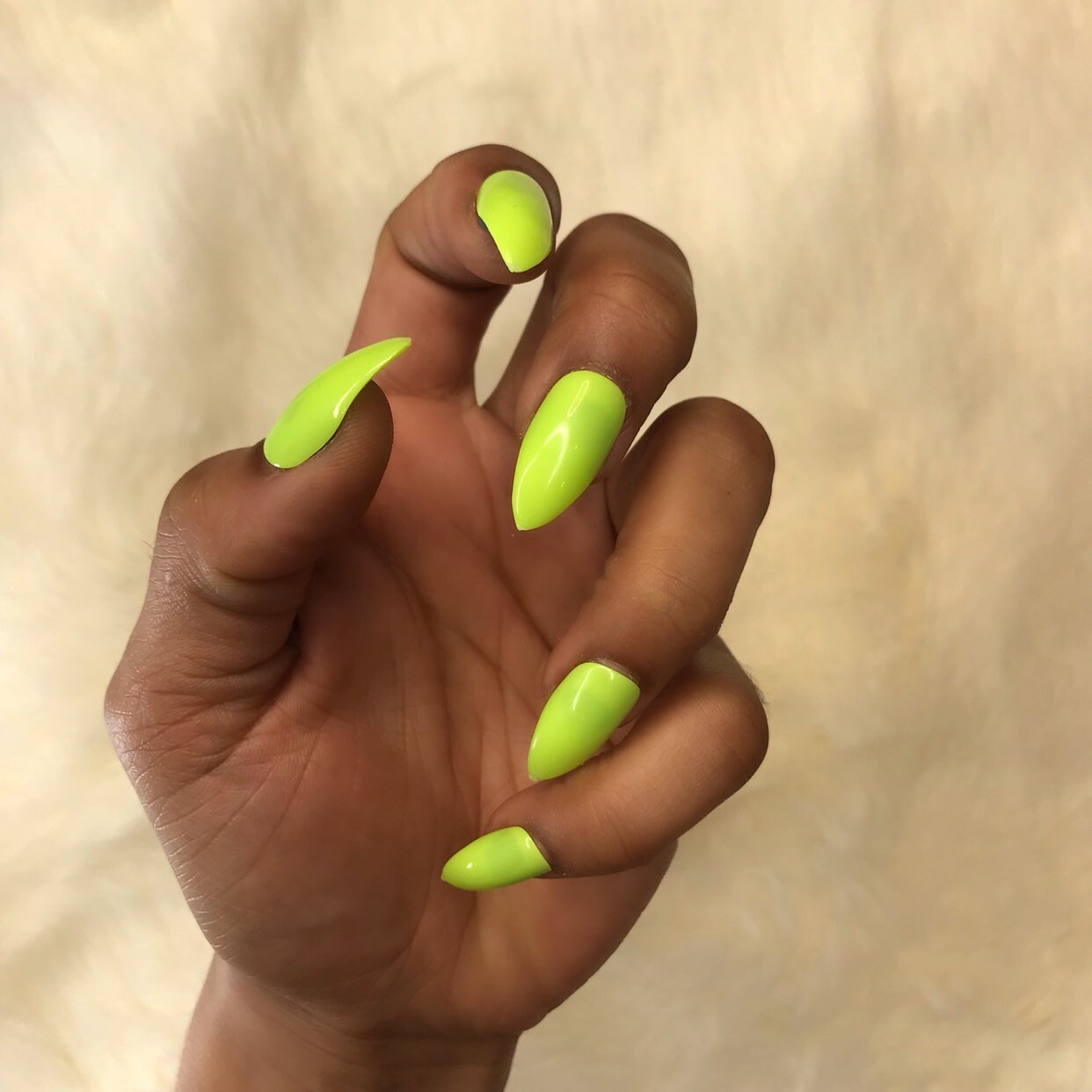 Stiletto Glow in the Dark Neon Yellow Instant Acrylic Nails - Etsy
