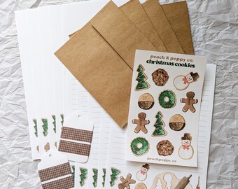 Christmas Cookies Snail Mail Letter Writing Set, Pen Pal Kit, Holiday Stationery Set, Baking Snail Mail Kits, Illustrated Pen Pal Kit