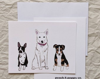 Dog Blank Note Card Set A2 Pet Lover Dog Mom Illustration Greeting Card Set of 8