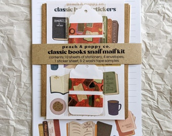 Classic Books Snail Mail Letter Writing Set, Pen Pal Kit, Literature Stationery Set, Bookish Snail Mail Kits, Illustrated Pen Pal Kit
