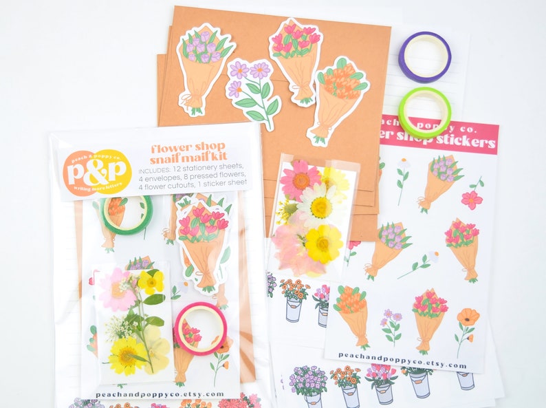 Flower Shop Snail Mail Letter Writing Set Pen Pal Kit Floral image 0