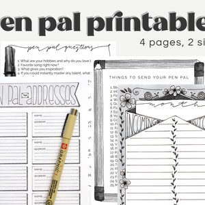 Pen Pal Printable Trackers and Lists Illustrated