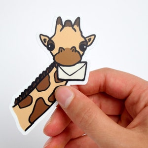 Giraffe and Envelope Snail Mail Sticker, Water bottle Sticker, Vinyl Laptop Waterproof Sticker Decal, Pen Pal Gift