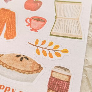 Autumn Essentials Sticker Sheet for Snail Mail 4x6 Seasonal Fall Journaling Planners image 3