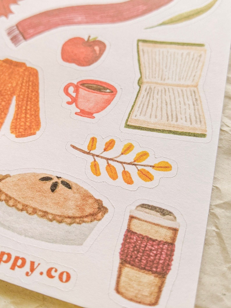 Autumn Essentials Sticker Sheet for Snail Mail 4x6 Seasonal Fall Journaling Planners image 3