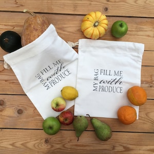 Organic Cotton Produce Refill Storage Bag sustainable zero waste lifestyle fruit vegetables bread pasta bag any produce image 1