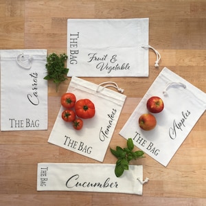 Bundle of Cotton Storage Produce Bags - Reusable & Sustainable Handmade in the UK