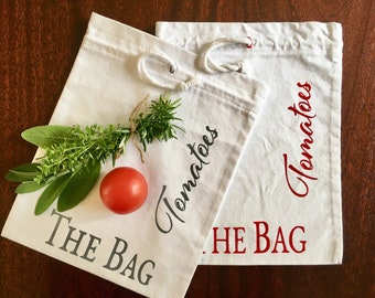 Eco Friendly Produce Storage Reusable Organic Cotton Tomato Bag Handmade in the UK