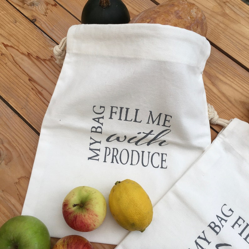 Organic Cotton Produce Refill Storage Bag sustainable zero waste lifestyle fruit vegetables bread pasta bag any produce image 2