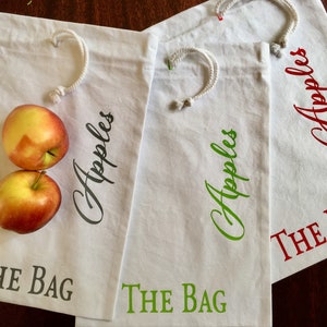 Eco Friendly Produce Storage Reusable Handmade Organic Cotton Apple Bag Handmade in the UK