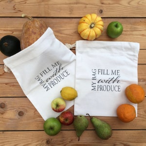 Organic Cotton Produce Refill Storage Bag sustainable zero waste lifestyle fruit vegetables bread pasta bag any produce image 5