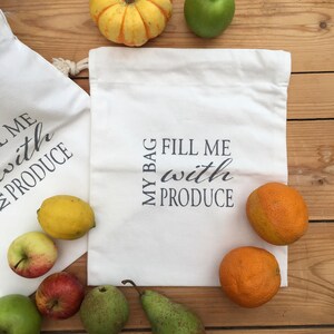 Organic Cotton Produce Refill Storage Bag sustainable zero waste lifestyle fruit vegetables bread pasta bag any produce image 4