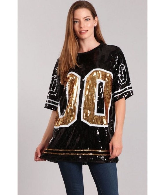 Black and Gold Sequin Jersey | Etsy