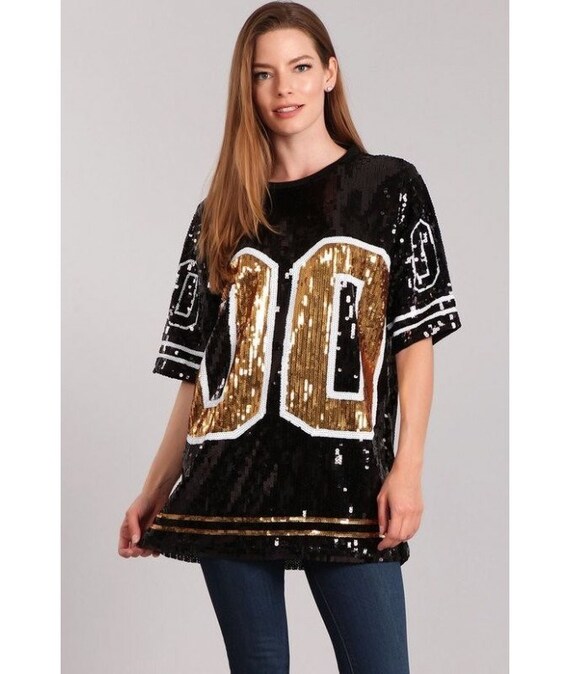 black sequin jersey dress