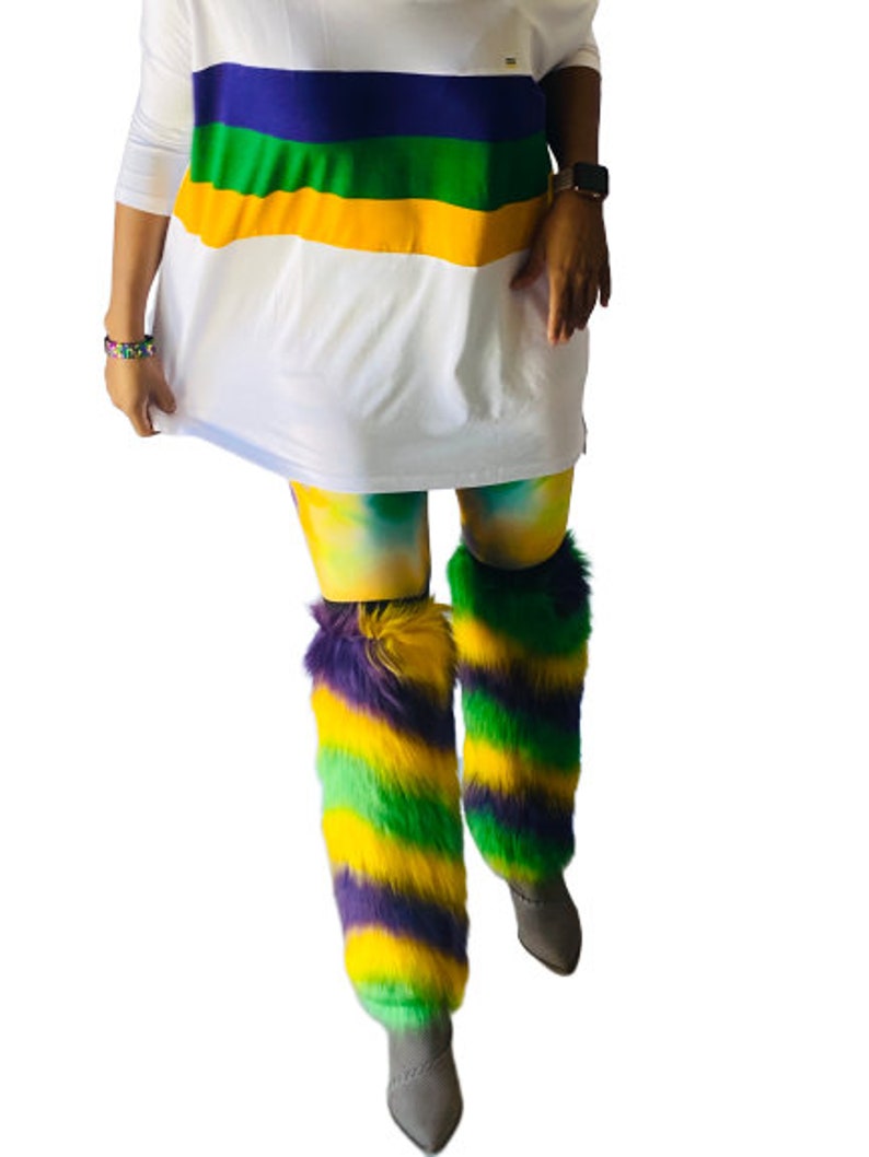 mardi gras tassel leg warmers