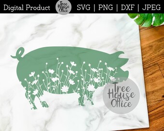 Download Floral Pig Svg Etsy