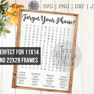 Forget Your Phone Bathroom Word Search SVG/DXF/JPEG/png | Forgot Your Phone svg| Bathroom Signs svg| Word Search| Printable Instant Clip art