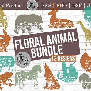 Floral Animal SVG/DXF/PNG/jpeg / Bear Mandala / Animal Zentangle svg / Wolf Silhouette svg / Sloth Turkey Owl svg / Floral svg / Flowers