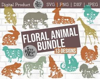 Floral Animal SVG/DXF/PNG/jpeg | Bear Mandala | Animal Zentangle svg | Wolf Silhouette svg | Sloth Turkey Owl svg | Floral svg | Flowers