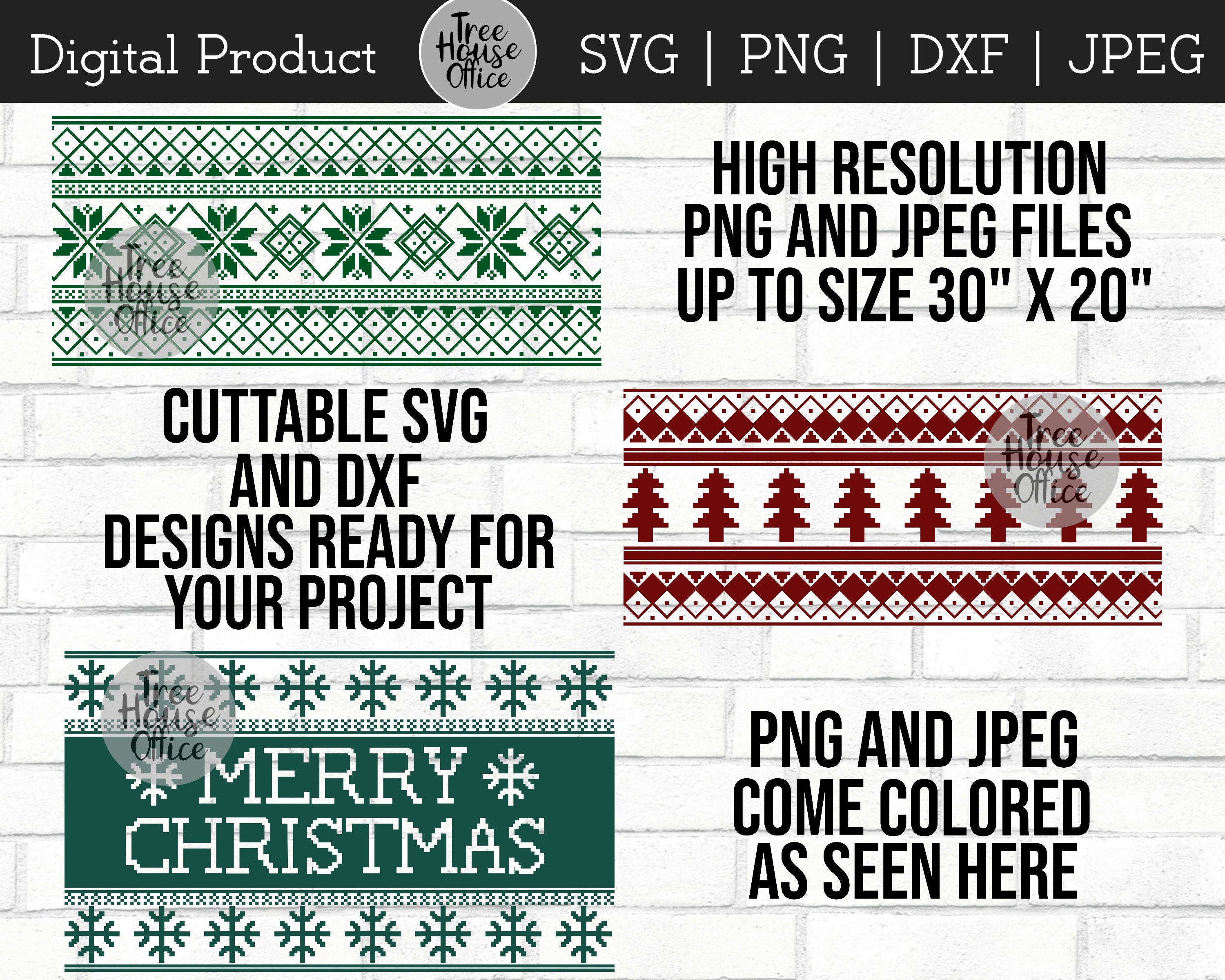 Ugly Christmas Sweater Design SVG DXF PNG Jpeg Nordic Etsy Australia