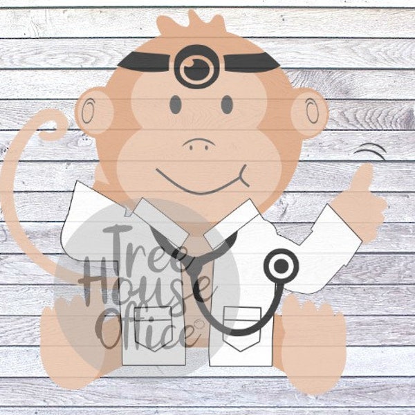 Monkey Doctor SVG/DXF/PNG/jpeg | Funny Monkey Digital File | Monkey Physician | Monkey Nurse | Gorilla Doctor | Monkey svg | Monkey Cut File