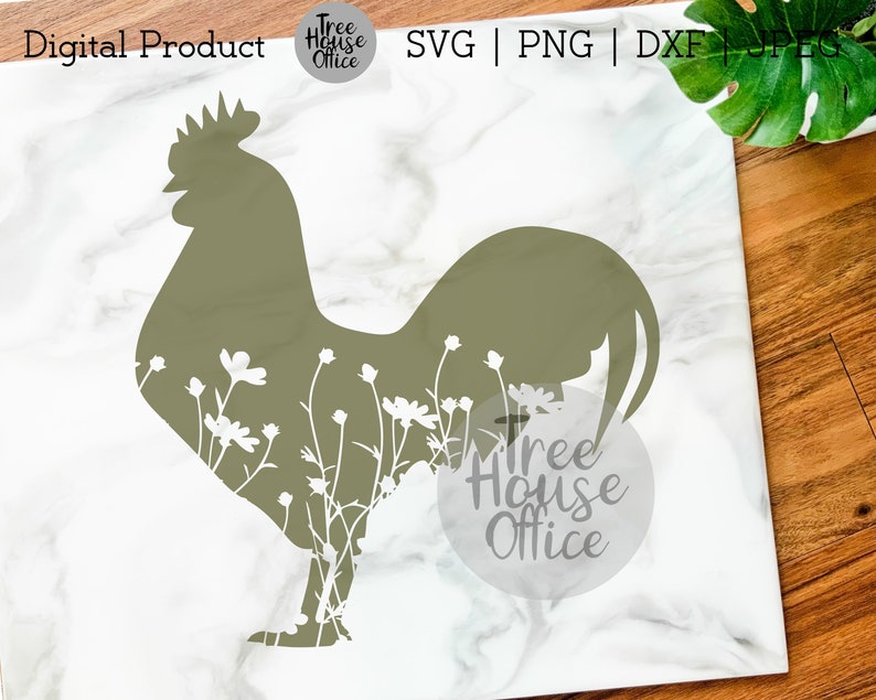 Download Floral Rooster SVG DXF/PNG/jpeg Animal Clipart Rooster | Etsy