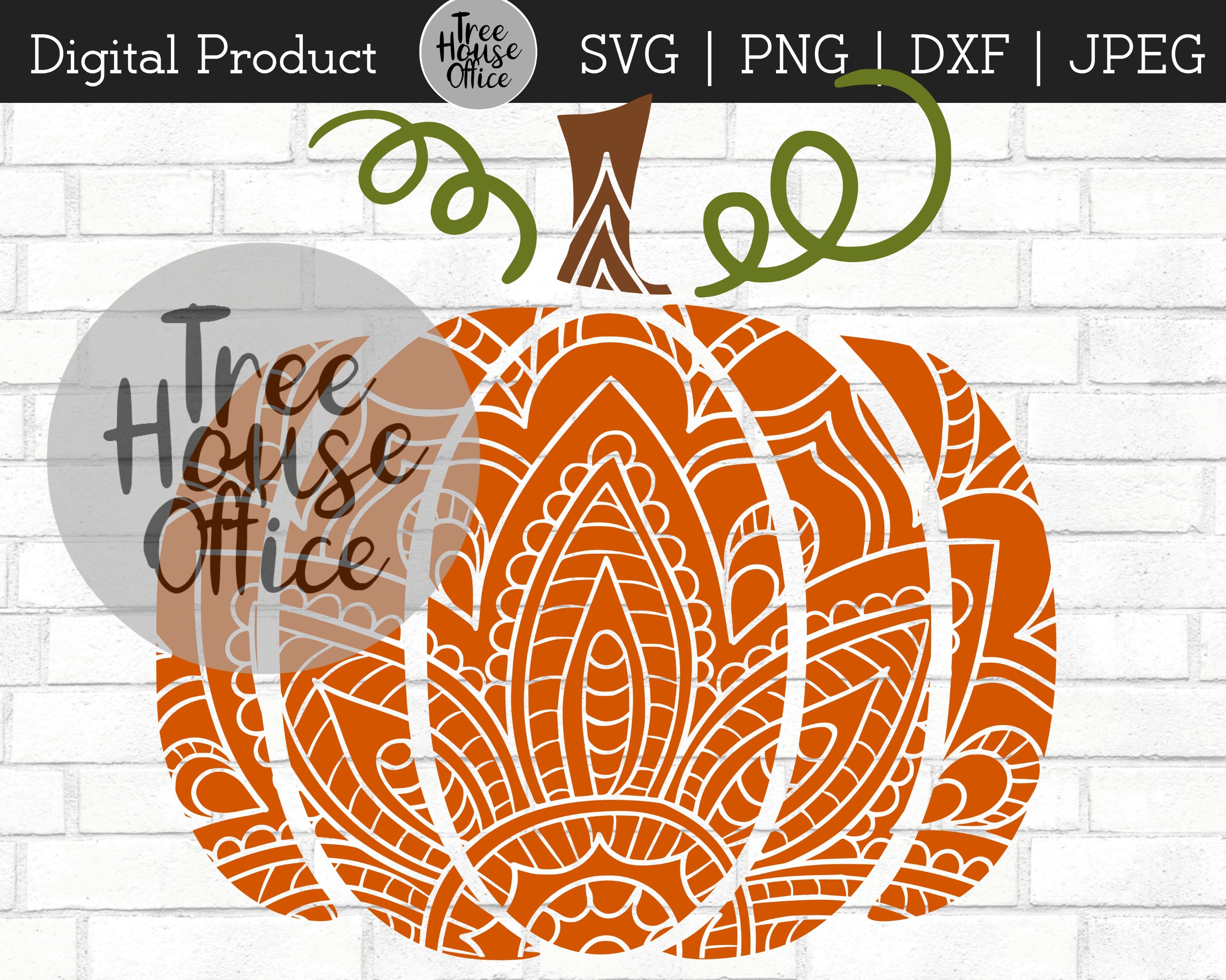 Download Pumpkin Mandala Svg Dxf Png Jpeg Pumpkin Zentangle Autumn Etsy
