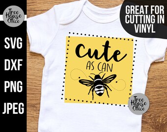 Cute As Can Bee Honeybee Quote SVG, arquivo de corte de citação de Baby Bee, Bumble Bee dizendo svg, Bee Design svg png para camisa Cricut, nova decoração de Baby Bee