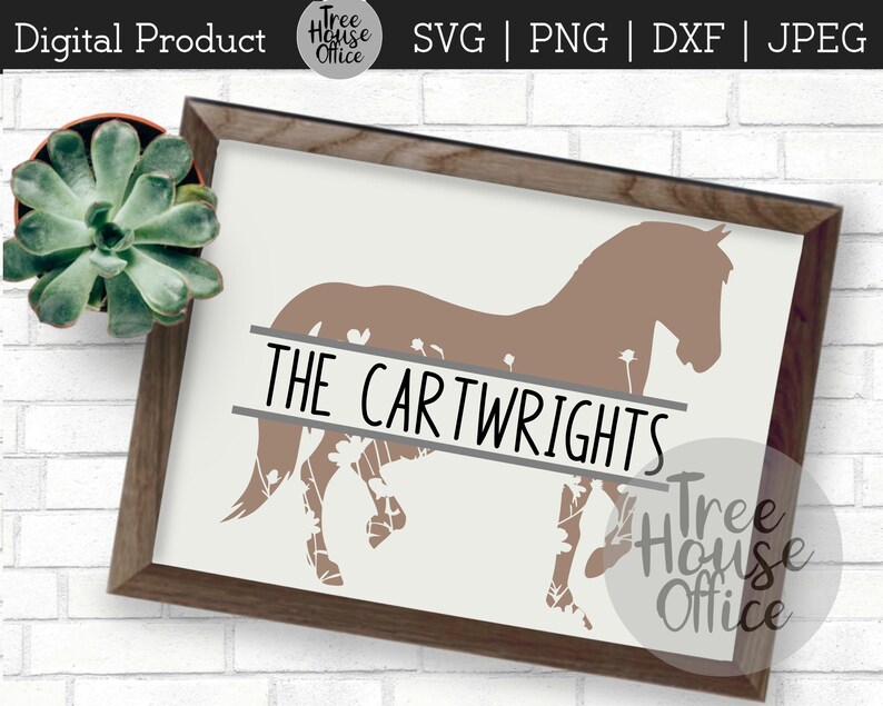 Floral Horse SVG DXF/PNG/jpeg Split Monogram Horse Mail ...