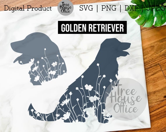 Download Golden Retriever Svg Dxf Png Jpeg Floral Golden Retriever Etsy