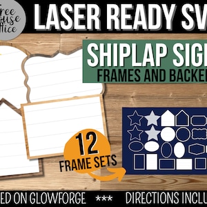 Shiplap Sign Laser SVG Bundle, Layered Farmhouse Shiplap Frame zum Lasern, Glowforge Laser Frame Shapes, Frame Template Laser Cut File