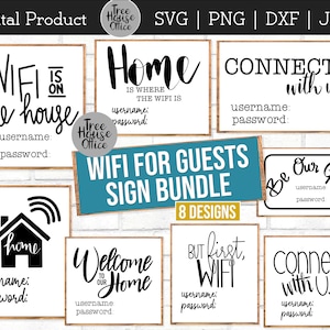 WiFi Schild SVG Bundle DXF JPEG png, WiFi Passwort druckbar, WiFi Für Gästezimmer Cut Datei, Lustiges Wifi Schild png, Haus Gäste Schlafzimmer Druck Schild