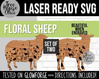 Floral Sheep Glowforge SVG, Sheep with Flowers Laser File, 3D Lasered Printer File, Flowered Ewe, Floral Lamb Farm CNC Layered Wood SVG