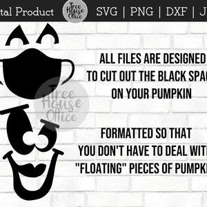 Pumpkin Carving svg, Jack O Lantern Faces SVG, Pumpkin Face Clipart, Pumpkin with Mask Glasses, Pumpkin Stencil, Halloween Pumpkin Face SVG image 4