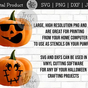 Pumpkin Carving svg, Jack O Lantern Faces SVG, Pumpkin Face Clipart, Pumpkin with Mask Glasses, Pumpkin Stencil, Halloween Pumpkin Face SVG image 10