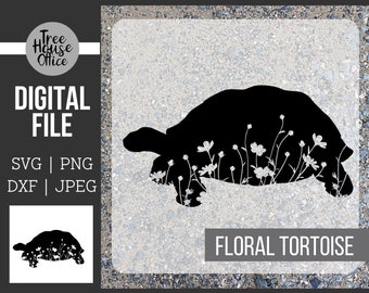 Tartaruga floral SVG, arquivo de corte de tartaruga de flores silvestres, silhueta de tartaruga svg, arquivo de corte de tartaruga, tartaruga com flores silvestres PNG, design de tartaruga