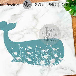 Floraler Wal SVG/DXF/PNG/jpeg | Tier Clip Art | Blauwal Mandela Mandala | Tier Silhouette | Beluga Wal Zentangle Blumen Design svg