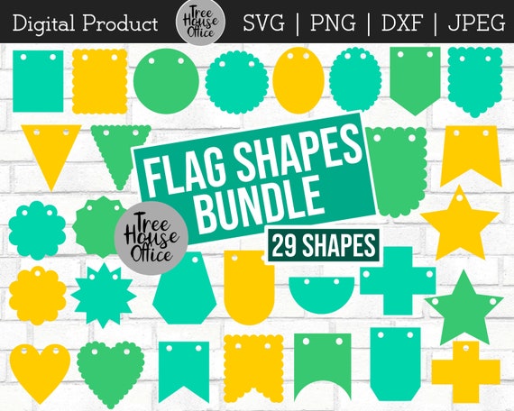 Bunting Basic Flag Shapes Banner Svg Dxf Png Jpeg Garland Etsy