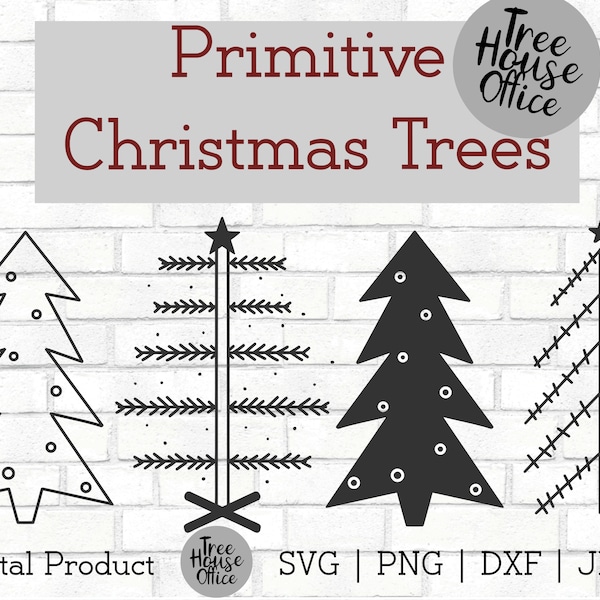 Primitive Christmas Trees SVG DXF PNG jpeg, Christmas Tree Clip Art, Simple Christmas svg, Holiday Clip Art, Pine Hand Drawn Commercial Use