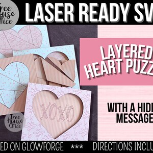 Valentinstag Glowforge SVG, Herz Puzzle, 3D LaserDrucker Datei, Valentinstag Für Kinder Laser SVG, Valentine Puzzle Cut Datei, Puzzle Laser SVG