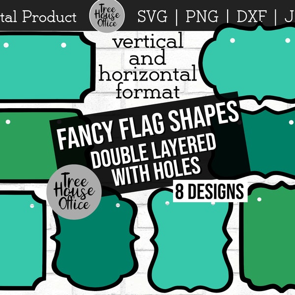 Fancy Flag Shapes SVG Bundle, Cricut Gift Tags Svg, Layered Banner Cut File, Cricut Flag svg, DIY banner svg bundle