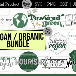 Vegan Quotes SVG Bundle, Organic Sayings Cut File, Vegetarian SVG Bundle, Happy Vegan SVG Cut Files, Healthy Living Eco Friendly Wellness